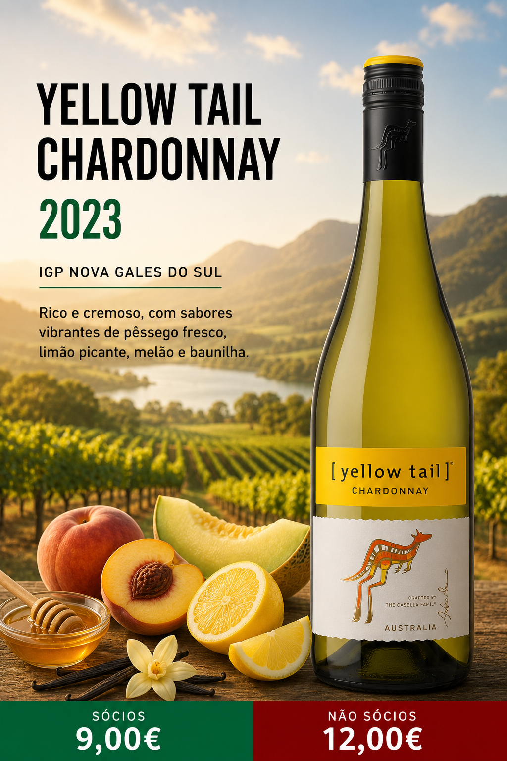 Enologia de John Casella num monovarietal de Sauvignon Blanc com fermentação em madeira de carvalho Francês.

Recomendamos temperatura de serviço nos 10ºC.

13% vol.

80kcal por 100ml.